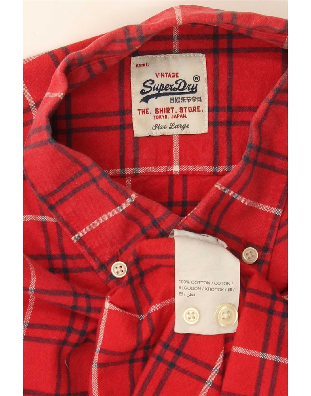 Camisa masculina de flanela Superdry grande algodão xadrez vermelho