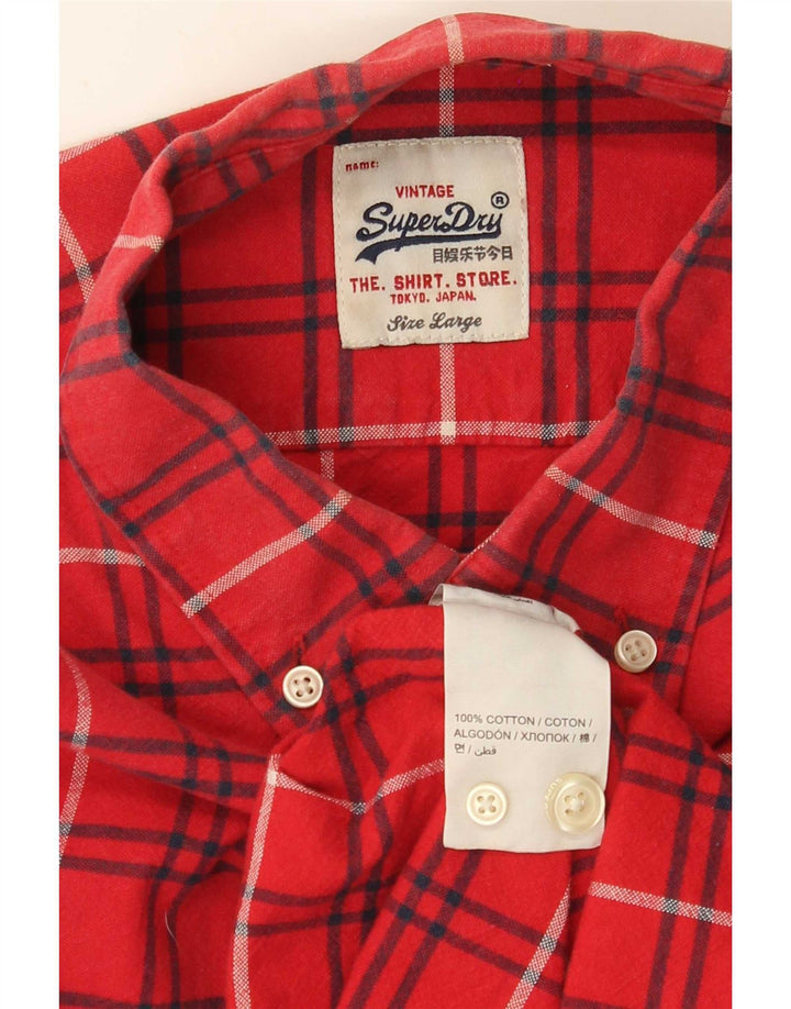 Camisa masculina de flanela Superdry grande algodão xadrez vermelho