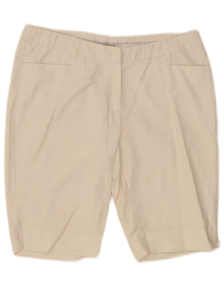Bermuda feminina Laura Ashley US 10 grande W32 algodão branco