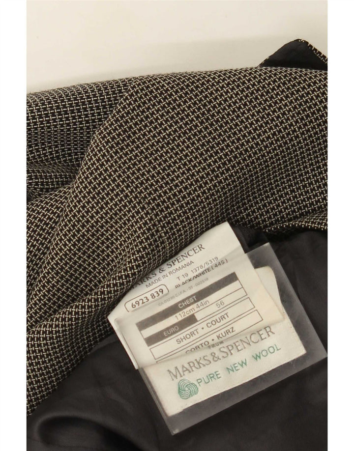 Jaqueta blazer masculina de 3 botões Marks & Spencer Reino Unido 44 XL cinza guingão nova lã