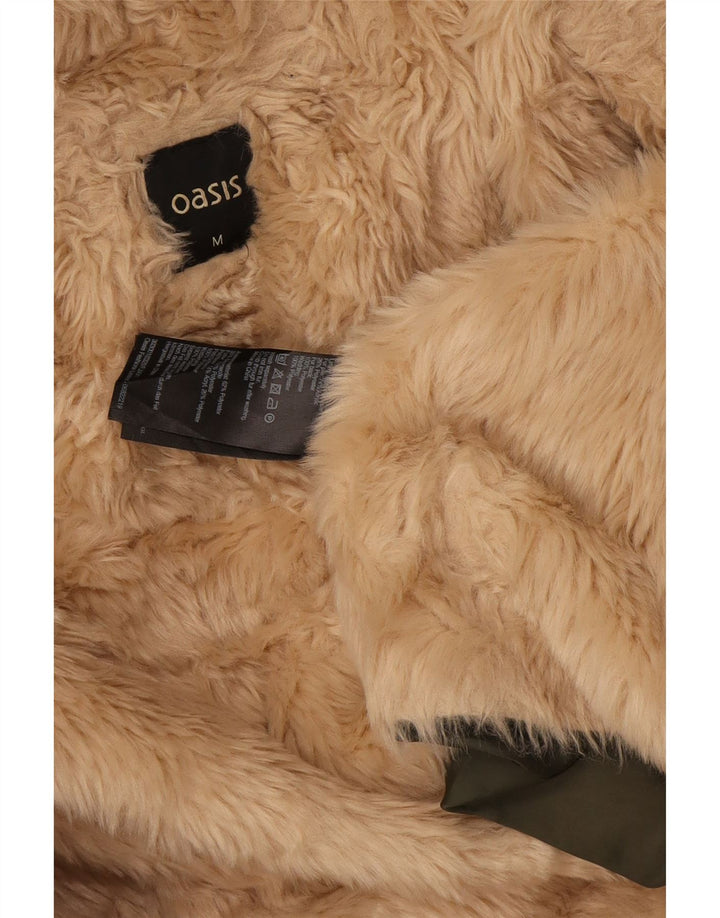 Jaqueta feminina Sherpa Parka com capuz Oasis UK 14 poliéster verde médio
