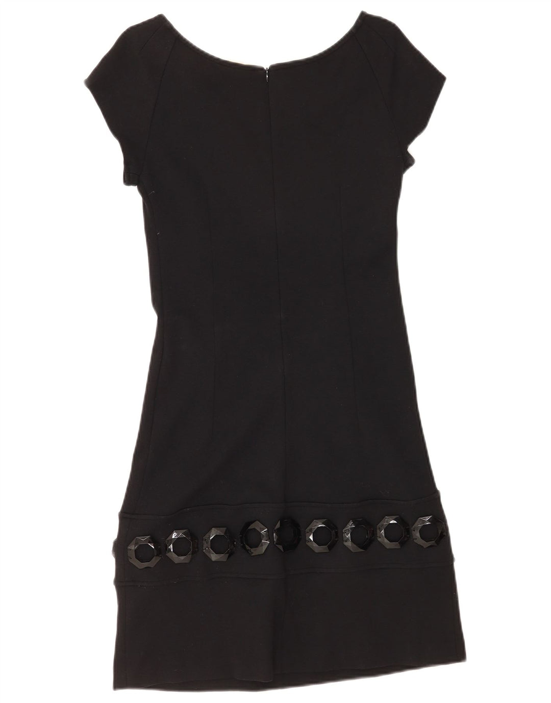 Vestido bainha feminino vintage Reino Unido 8 pequeno viscose preta