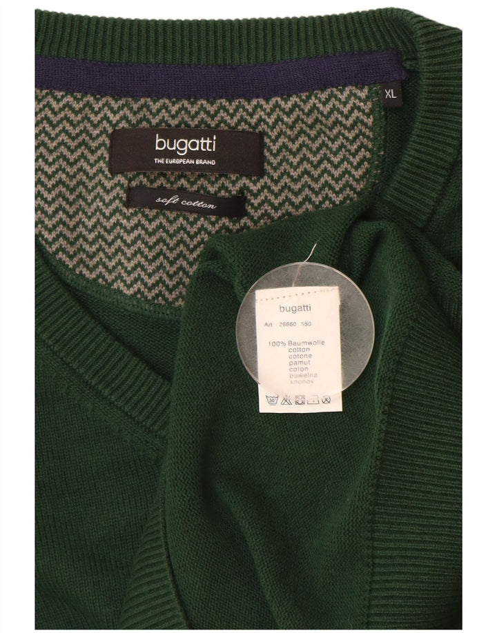 Suéter masculino BUGATTI com decote em V XL algodão verde