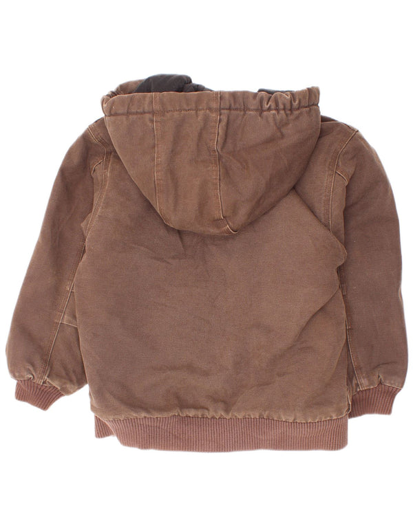Jaqueta bomber com capuz para meninos Carhartt 7-8 anos pequeno algodão marrom
