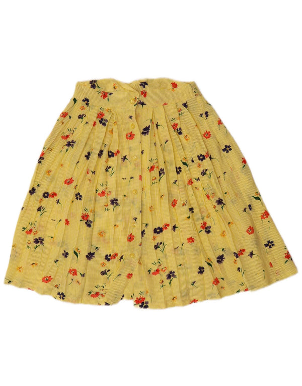 Saia plissada feminina vintage W24 XS amarelo floral