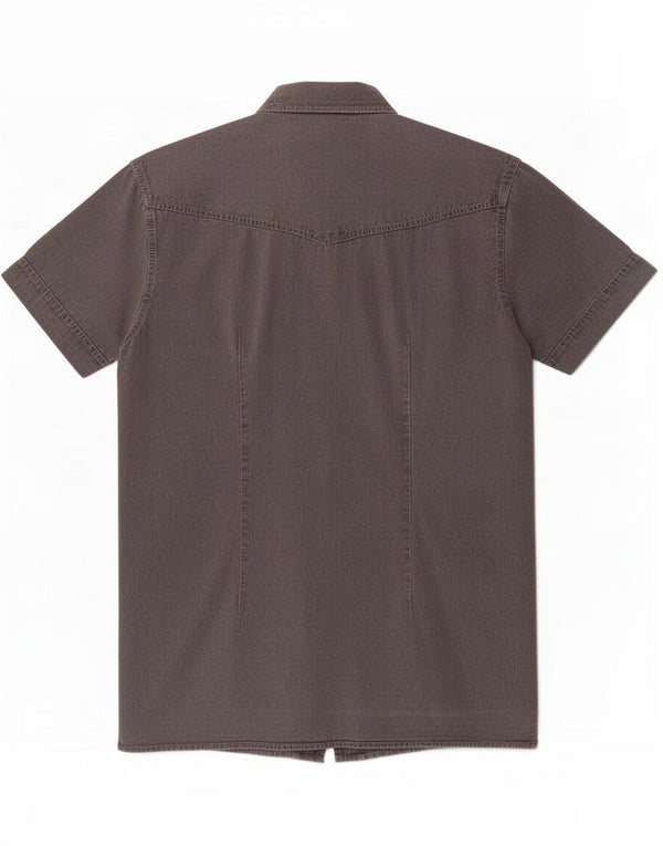 Camisa militar masculina de manga curta Lee algodão cinza médio