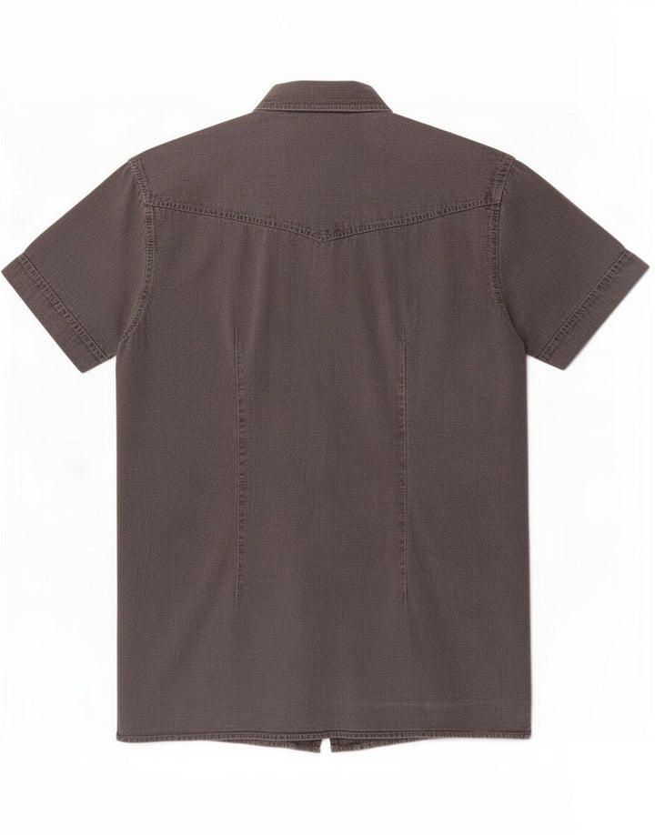 Camisa militar masculina de manga curta Lee algodão cinza médio