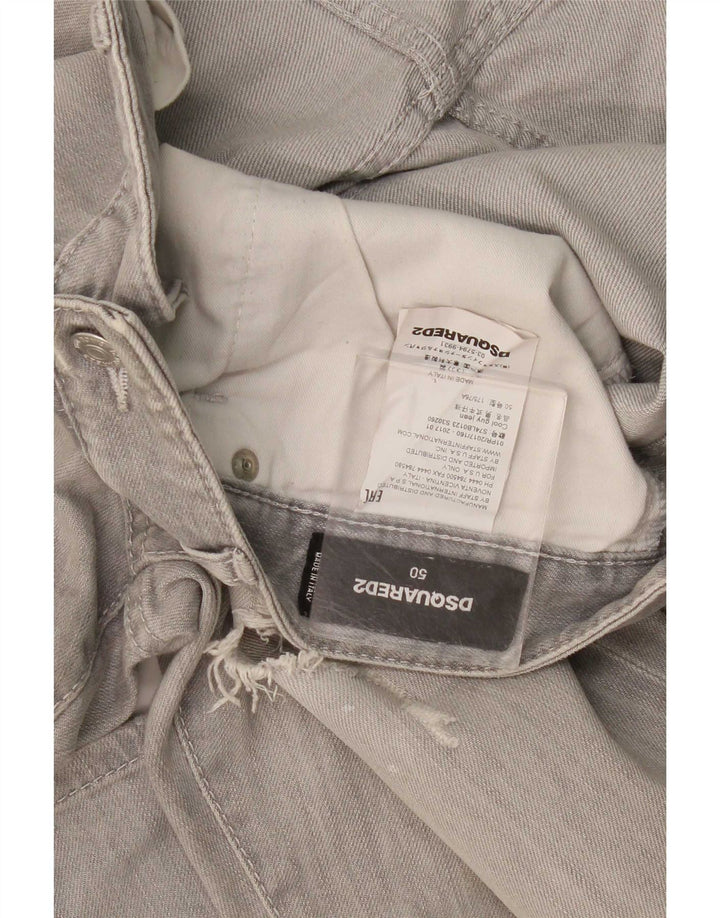 Dsquared2 Calça jeans feminina desgastada IT 50 XL W36 L35 algodão cinza