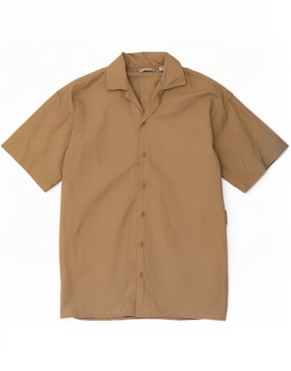 Camisa masculina Jack & Jones de manga curta com ajuste solto XS de algodão bege