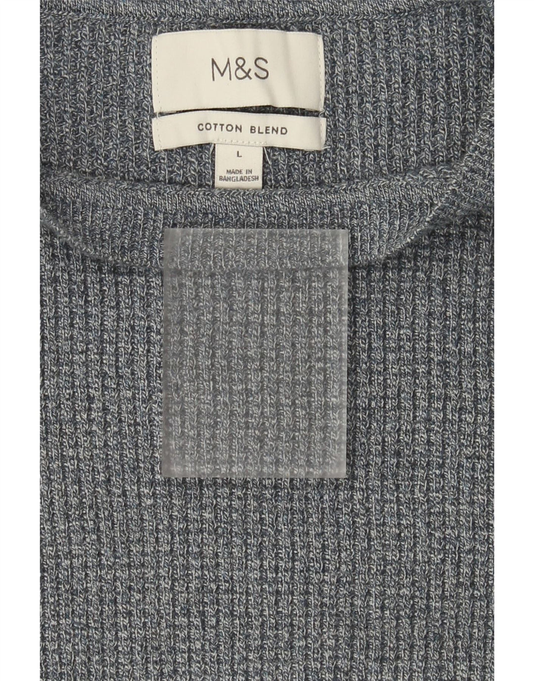 Suéter masculino Marks & Spencer com gola canoa grande algodão manchado cinza