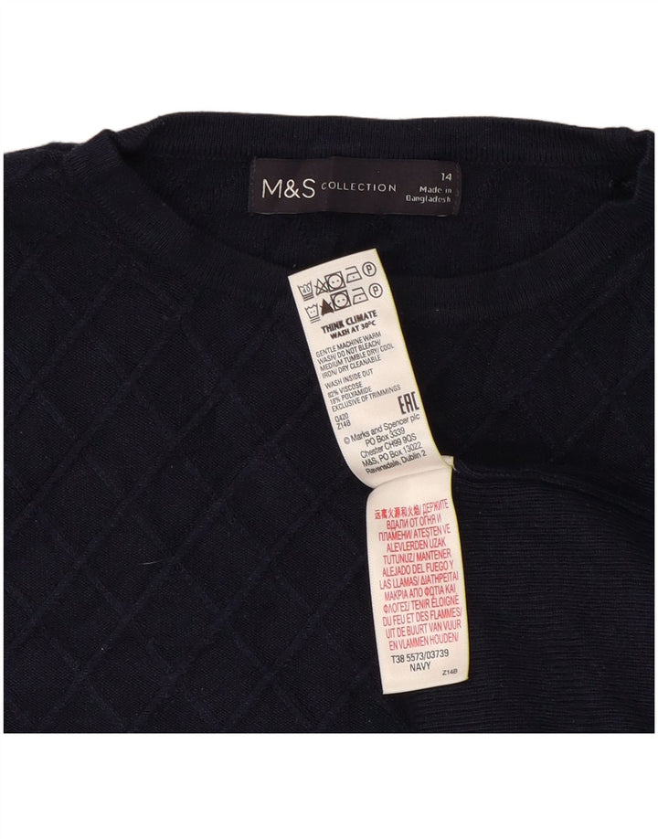 Suéter feminino Marks & Spencer com gola redonda Reino Unido 14 médio azul marinho