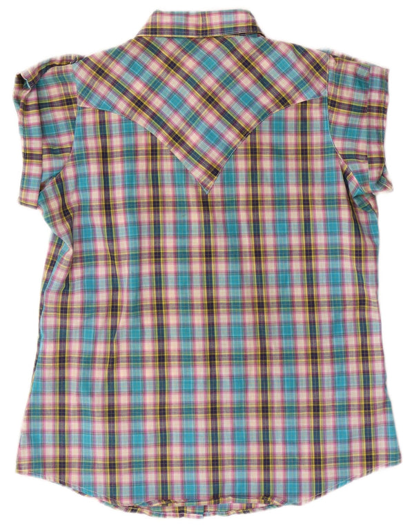 Camisa feminina de manga curta WRANGLER Reino Unido 14 algodão xadrez médio multicolorido