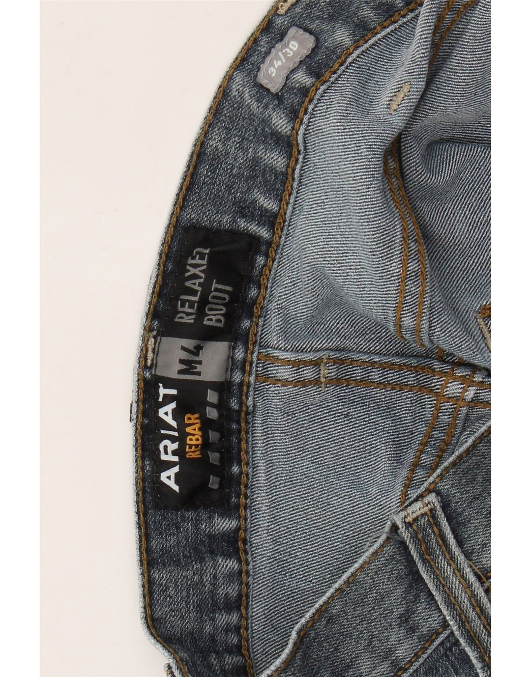 Calça jeans masculina ARIAT com ajuste relaxado Cargo Bootcut W34 L30 algodão azul