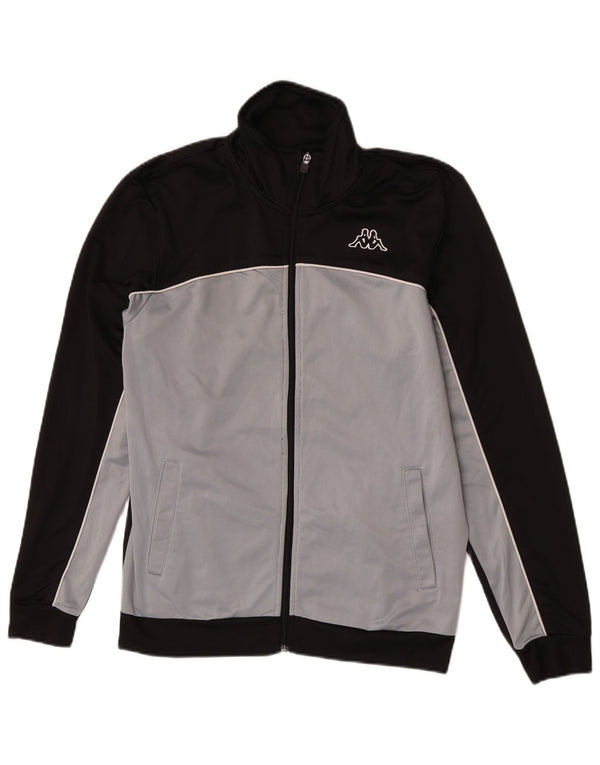 Kappa Mens Graphic Tracksuit Top Jacket Grande Preto Colorblock Poliéster