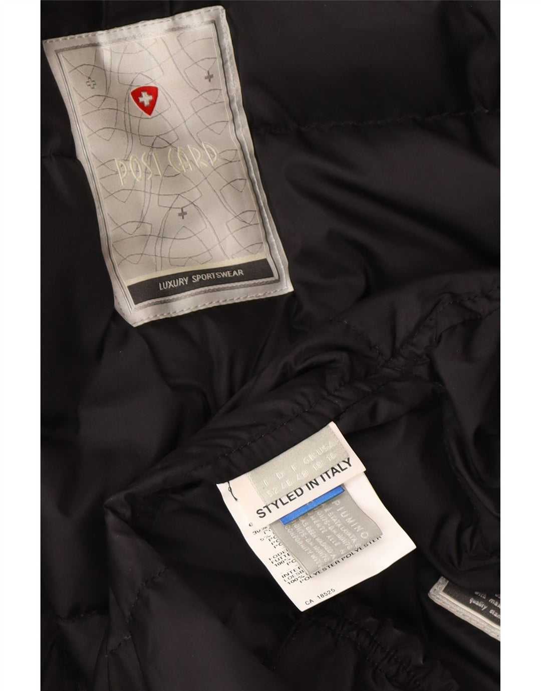 Casaco acolchoado feminino cartão postal Reino Unido 18 XL poliéster preto inverno