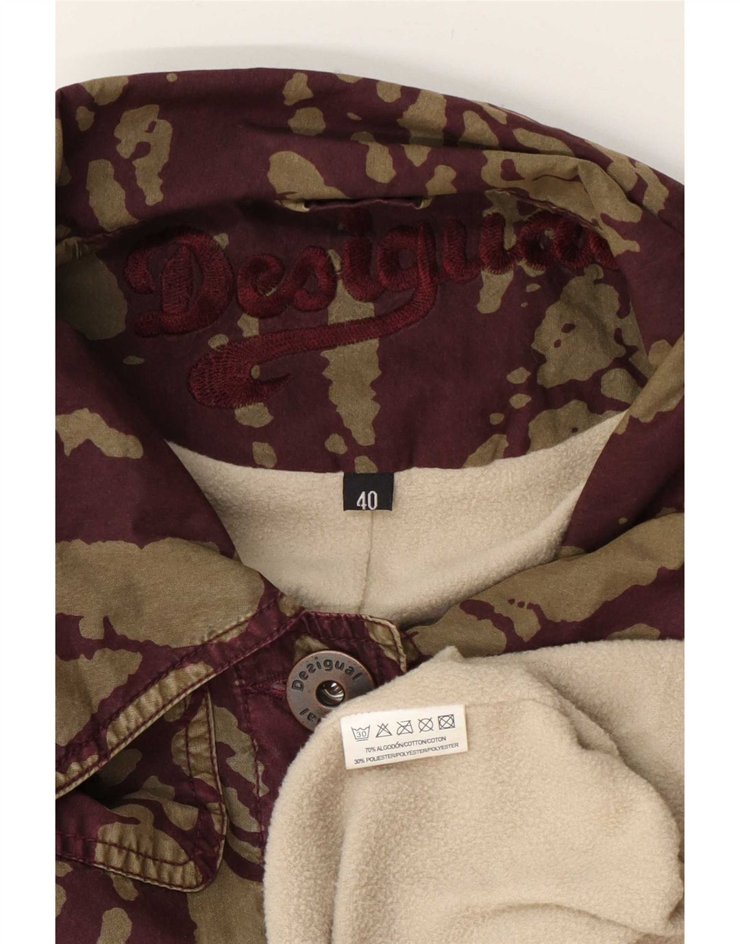 Casaco corta-vento feminino Desigual com padrão abstrato UE 40 algodão verde médio