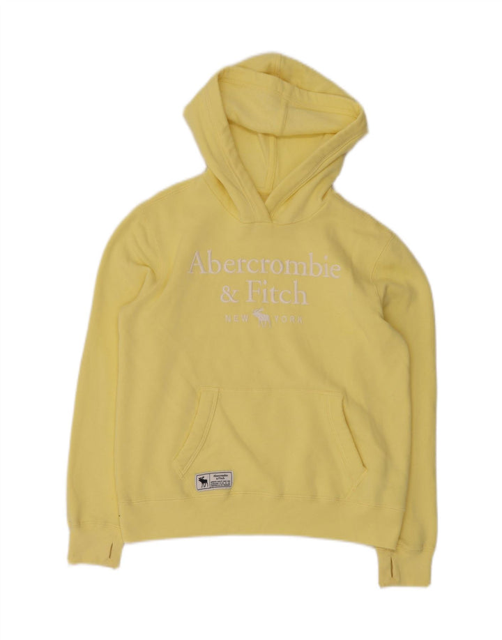ABERCROMBIE & FITCH Suéter gráfico feminino com capuz 13-14 anos algodão amarelo