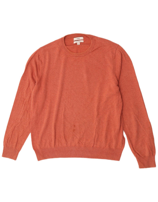 Suéter masculino Marks & Spencer com gola redonda XL laranja algodão