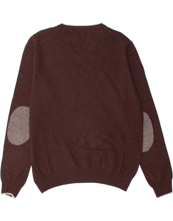 CONTE OF FLORENCE Mens V-Neck Jumper Sweater Large Brown Wool Vintage Conte of Florence and Second-Hand Conte of Florence from Messina Hembry 