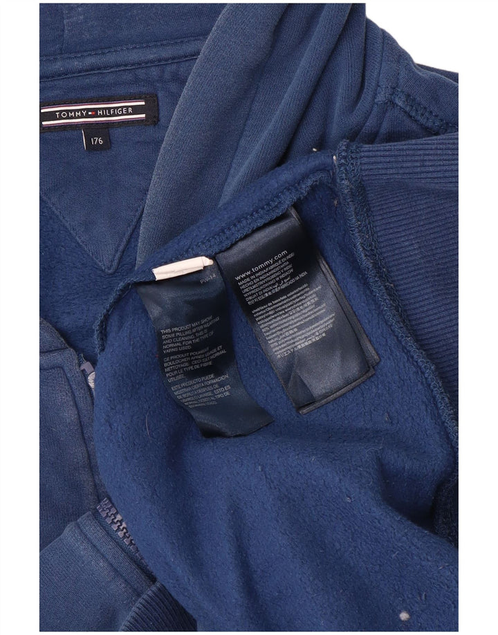 TOMMY HILFIGER Suéter masculino com capuz e zíper gráfico 15-16 anos algodão azul