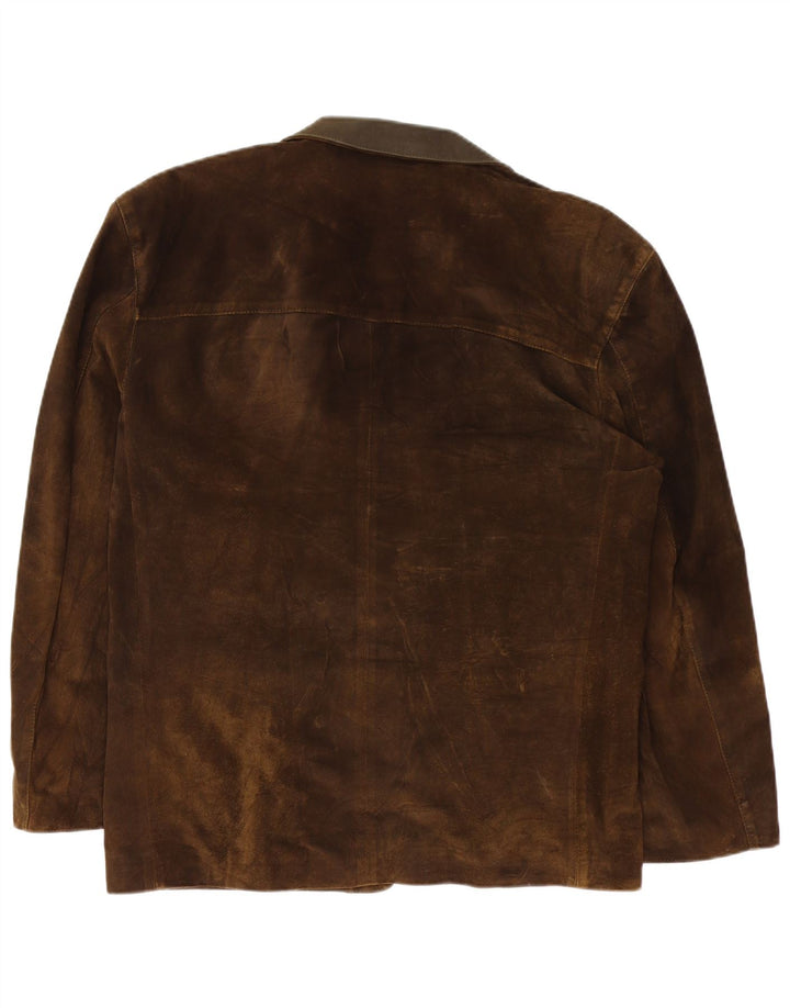 Jaqueta blazer masculina vintage de camurça com 2 botões IT 54 2XL marrom