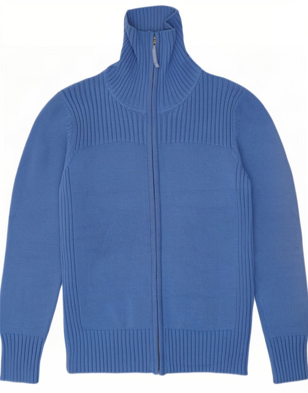 Suéter cardigã feminino com zíper completo da Marks & Spencer Reino Unido 16 grande algodão azul
