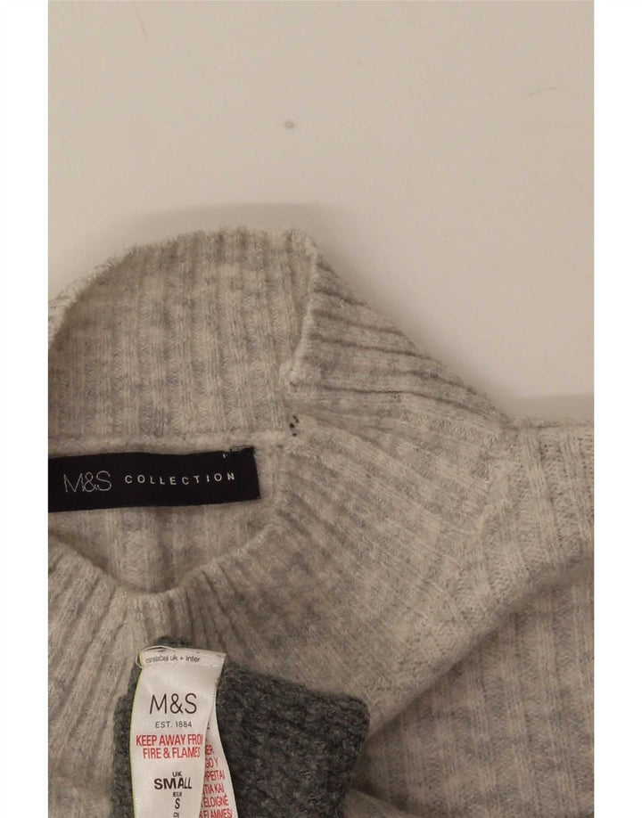 Suéter feminino Marks & Spencer com gola tartaruga Reino Unido 10 pequeno cinza