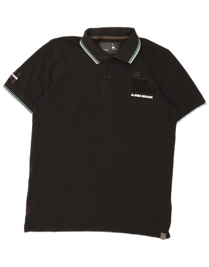 Camisa polo gráfica masculina G-Star XL algodão preto