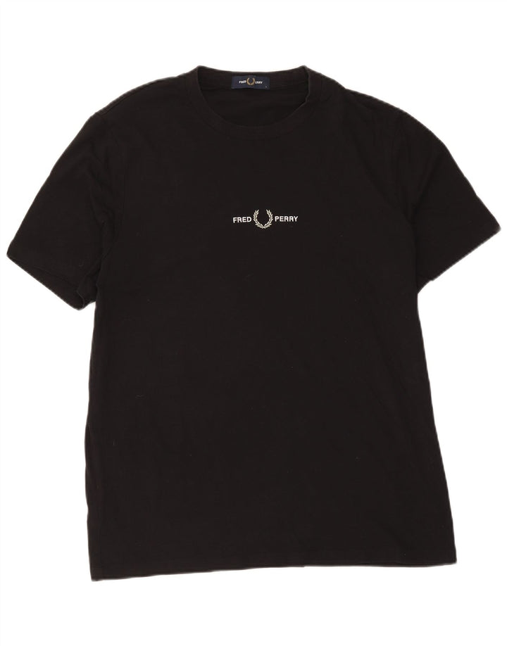 Camiseta masculina Fred Perry grande algodão preto