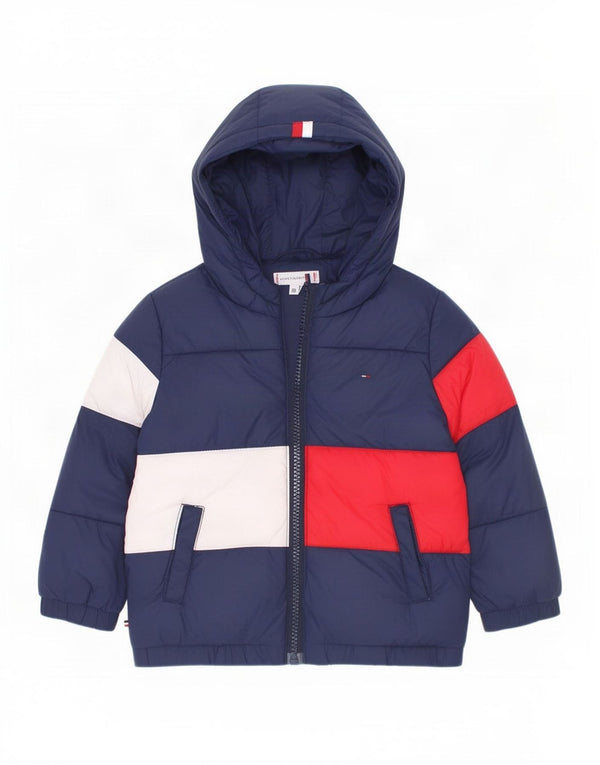 Jaqueta acolchoada Tommy Hilfiger para meninos 12-18 meses azul marinho bloco colorido