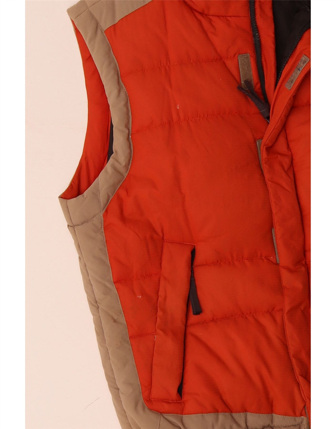 HELLY HANSEN Colete masculino acolchoado UK 38 médio laranja colorblock nylon
