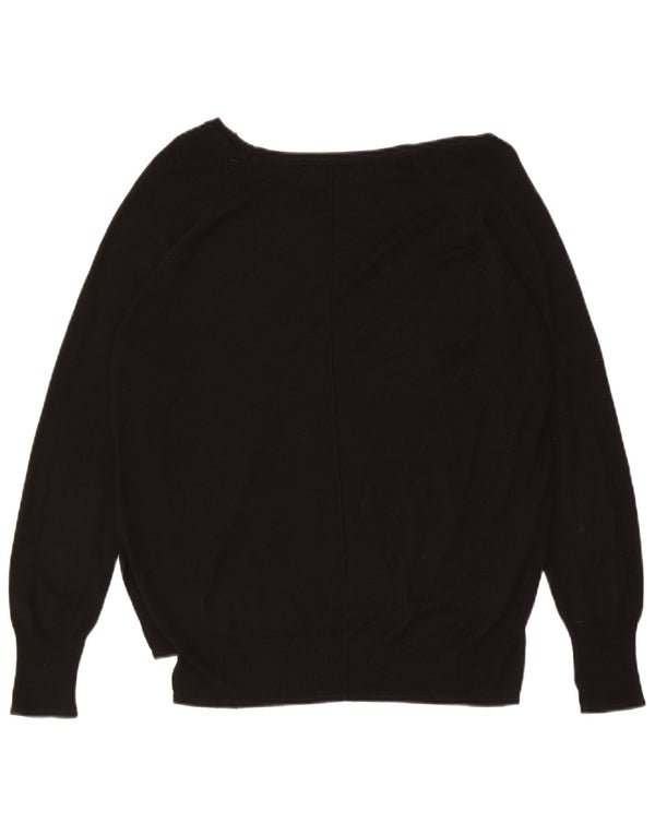 Suéter feminino ZARA com gola canoa UK 14 grande preto sintético