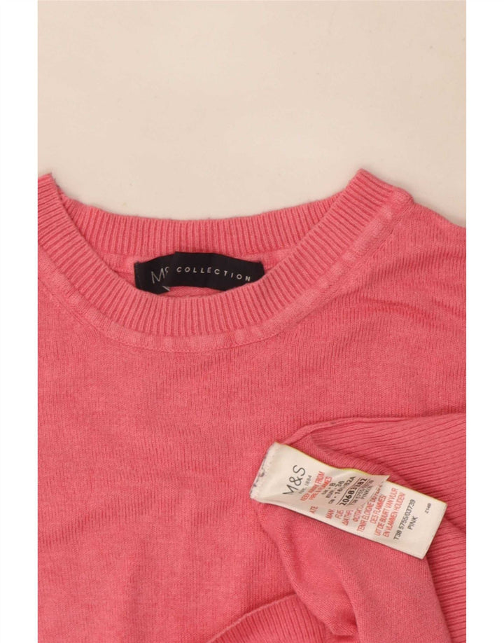Suéter feminino Marks & Spencer com gola redonda Reino Unido 8 pequeno rosa