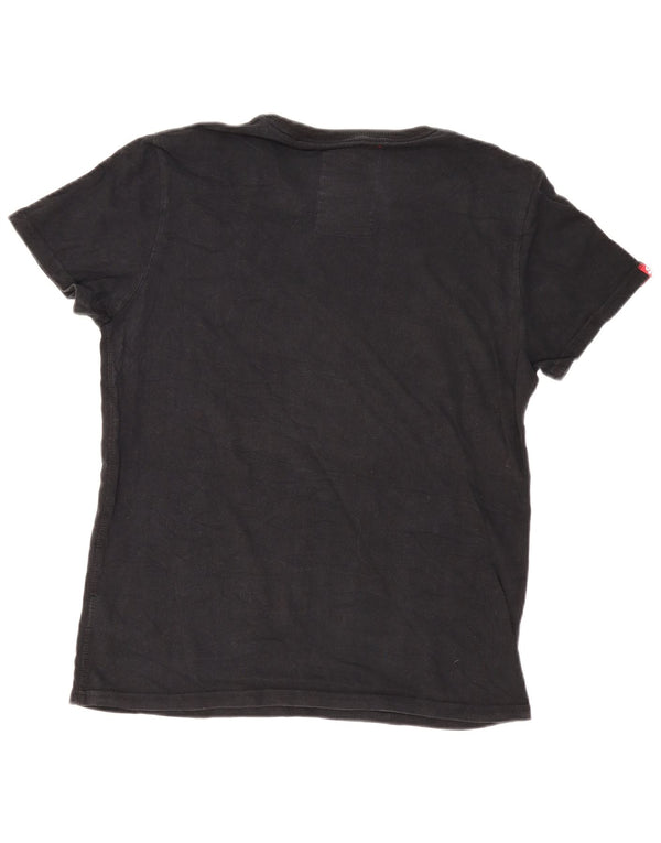 Superdry Mens Graphic T-Shirt Top Grande Algodão Preto