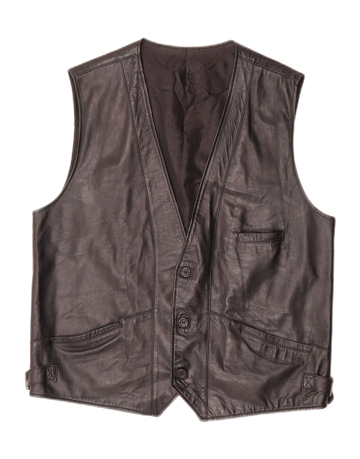 Colete de couro masculino VINTAGE UK 40 grande couro preto