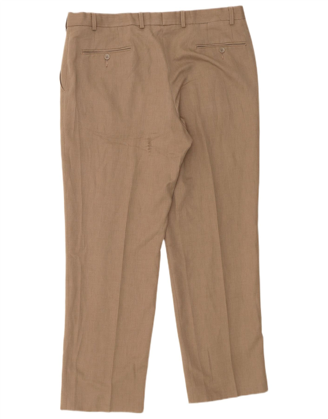 Calça masculina de terno reto Marks & Spencer W38 L31 poliéster bege