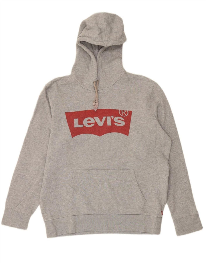 Suéter com capuz gráfico masculino LEVI'S grande algodão cinza