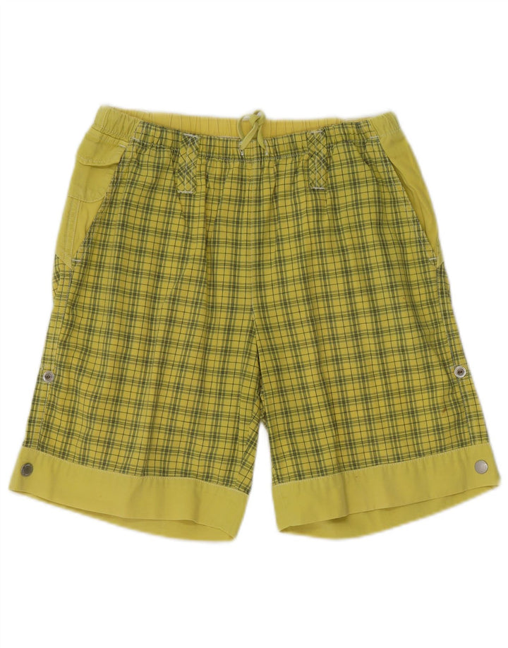 Think Pink Mens Chino Shorts Pequeno W29 Algodão Xadrez Amarelo