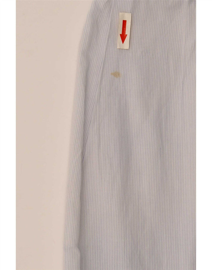 Zara Camisa masculina slim fit de algodão listrado azul médio