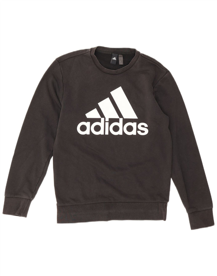 Adidas Mens Graphic Moletom Jumper Pequeno Algodão Preto