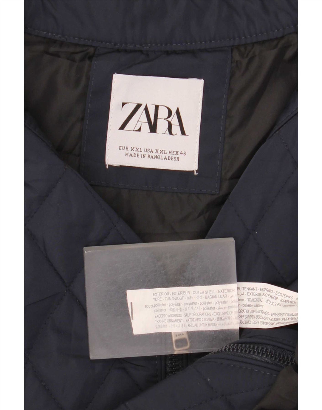 Colete acolchoado masculino Zara UK 44 2XL poliéster azul marinho