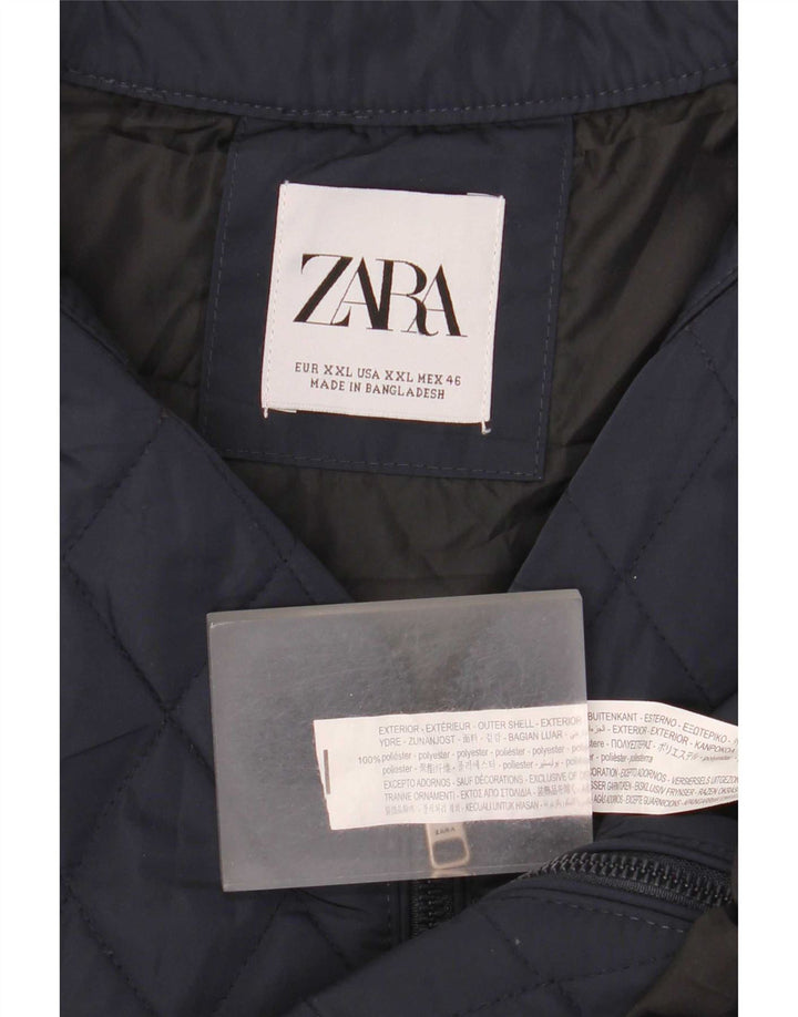 Colete acolchoado masculino Zara UK 44 2XL poliéster azul marinho