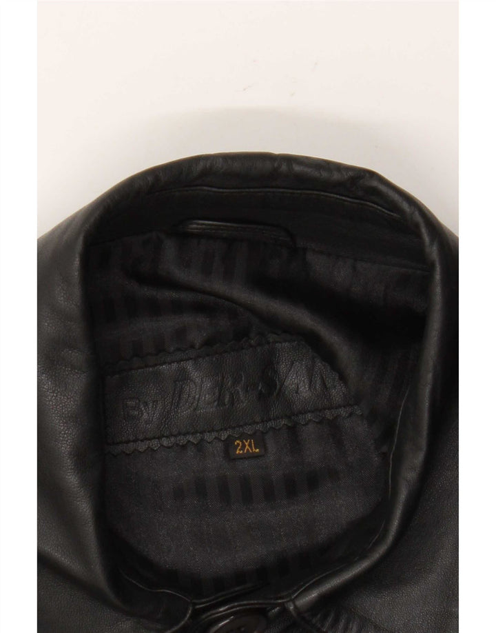 Jaqueta de couro masculina vintage UK 44 2XL couro preto