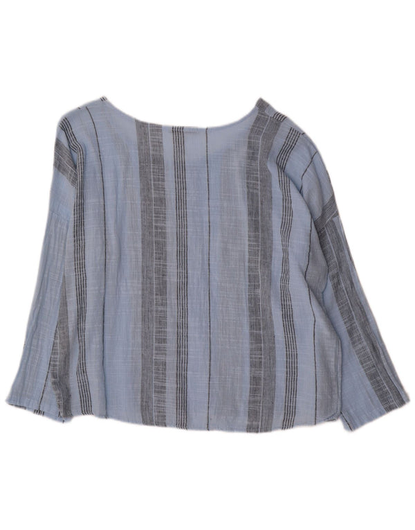 Blusa feminina de manga comprida PIAZZA ITALIA Reino Unido 16 grande listrada azul