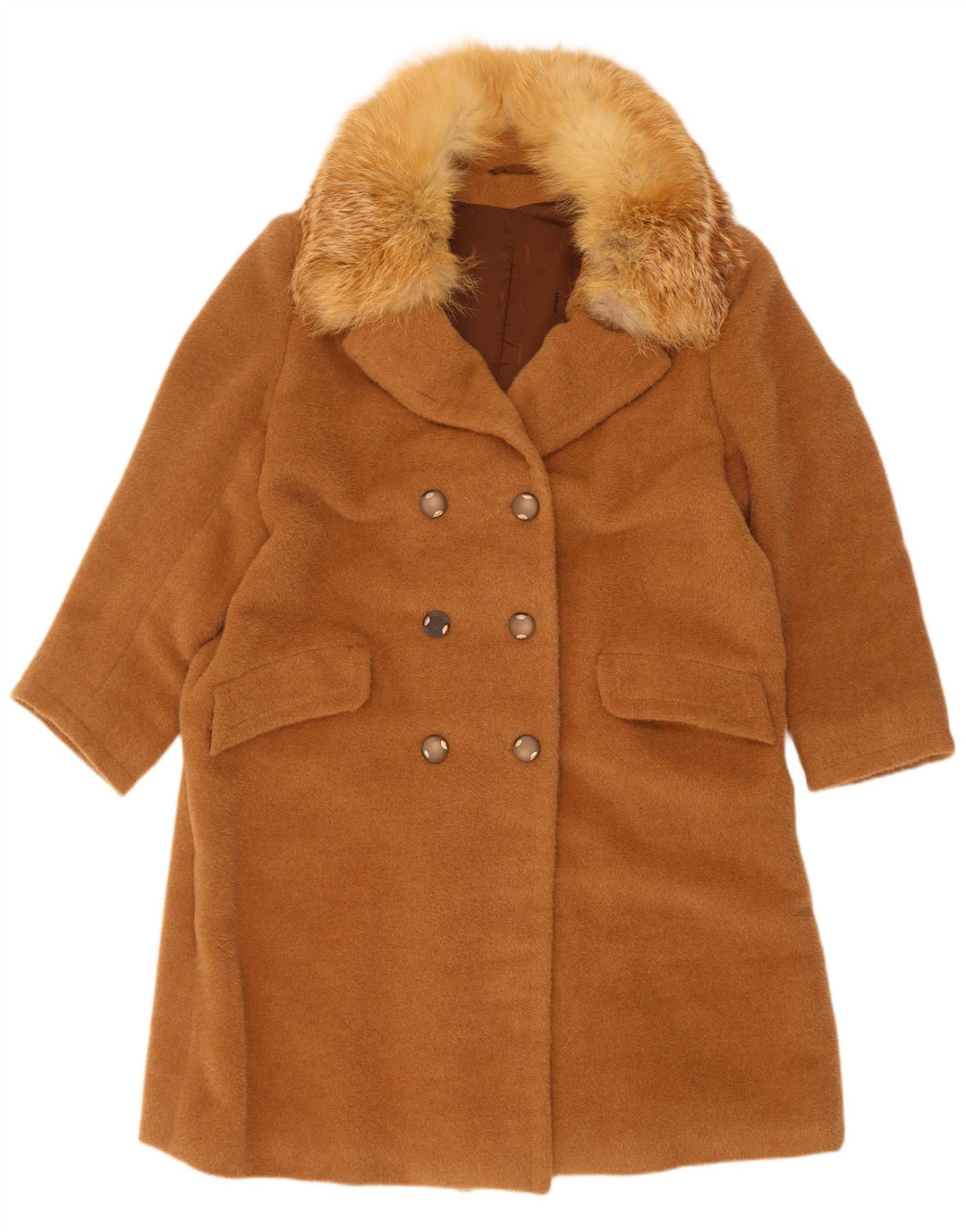 Casaco feminino vintage com peito duplo UK 16 grande bege