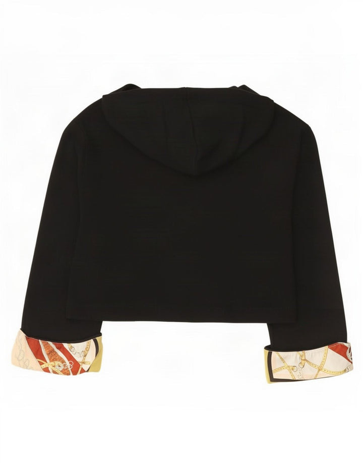 Suéter feminino Zara com capuz e estampa abstrata com capuz grande Reino Unido 10 pequeno preto