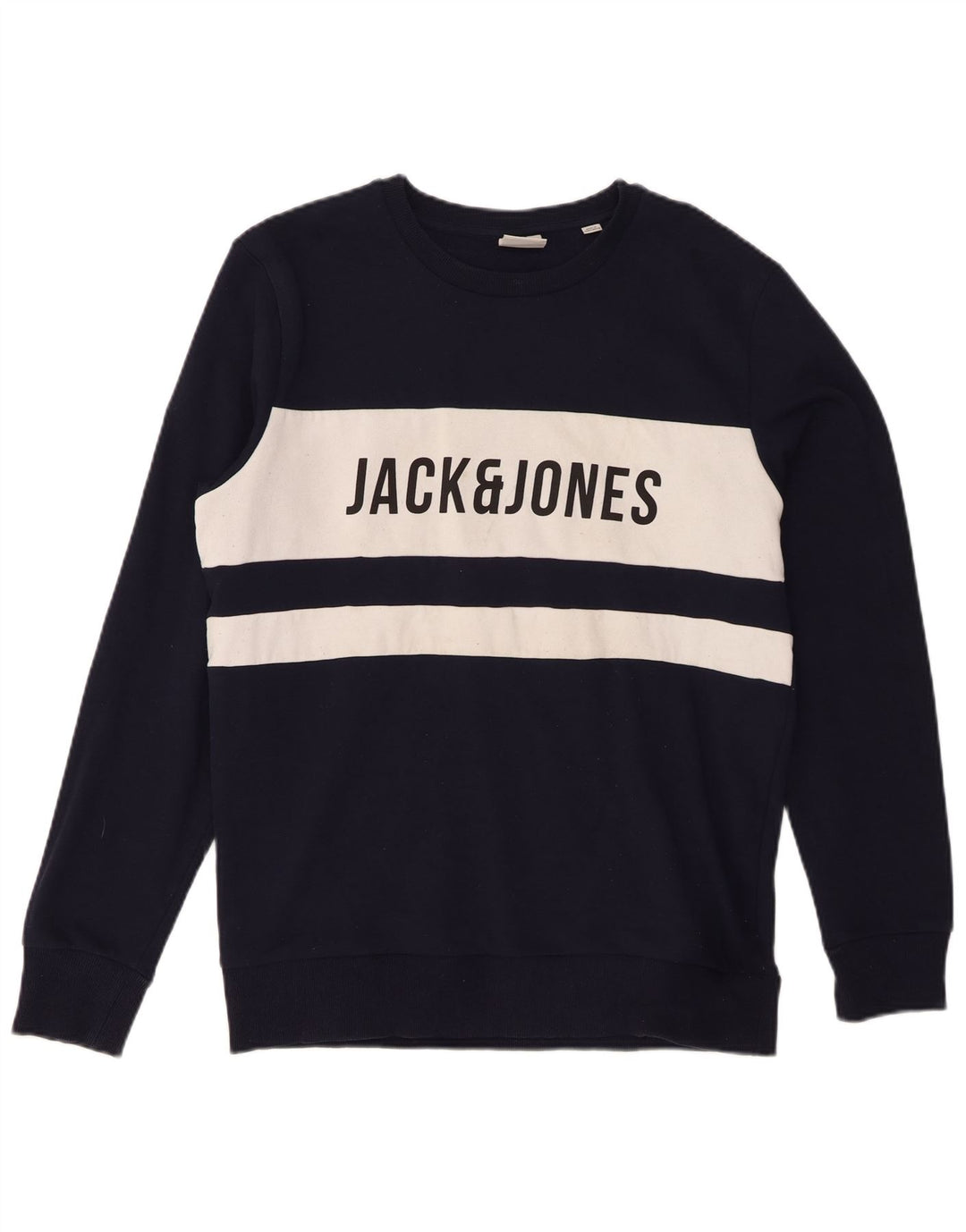 Jack & Jones moletom gráfico masculino jumper grande bloco colorido azul marinho