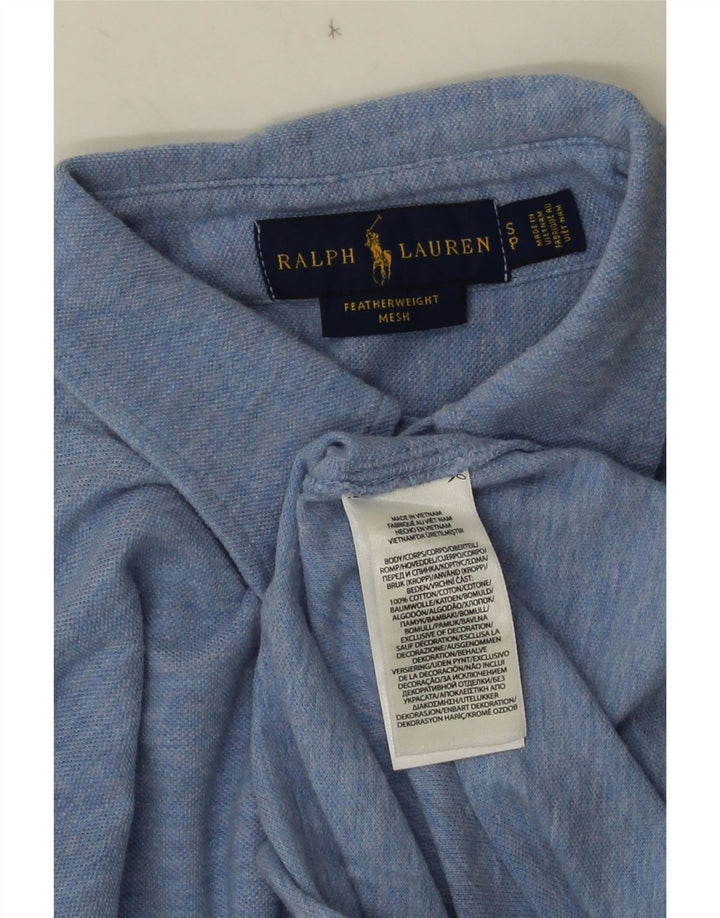 Ralph Lauren Camisa masculina de malha leve de algodão azul pequeno