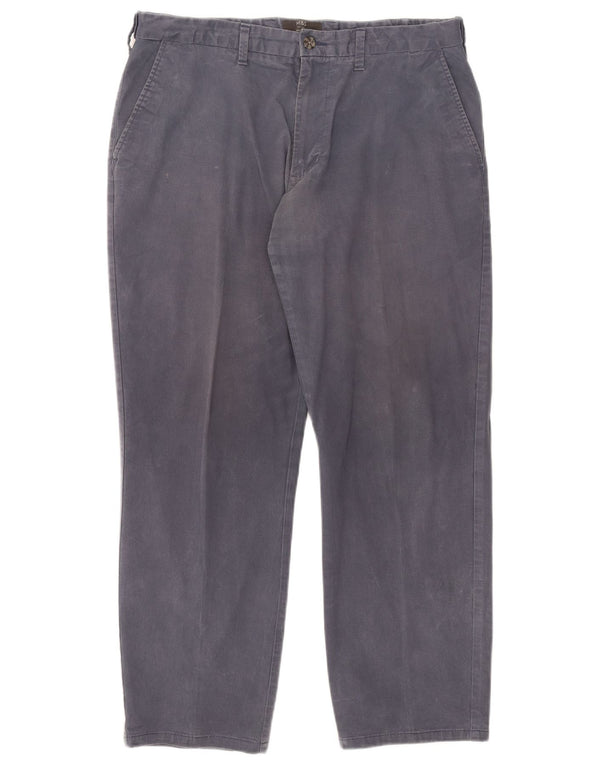 Calça chino reta masculina Marks & Spencer W36 L29 algodão azul marinho