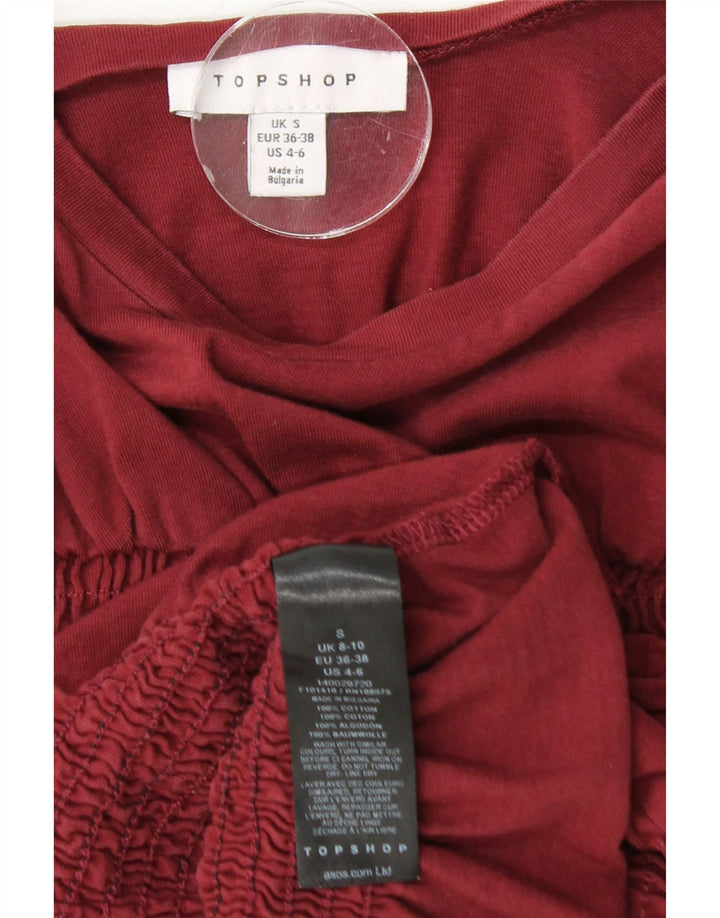 Blusa cropped feminina TOPSHOP Reino Unido 10 pequeno algodão borgonha
